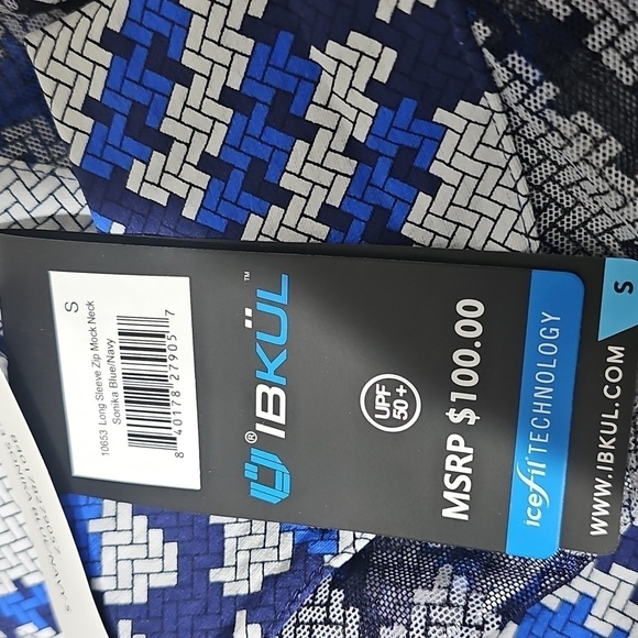 IBKUL Mock Neck Patterned Long Sleeve Zip Top Sonika Size Small NWT - Picture 7 of 10